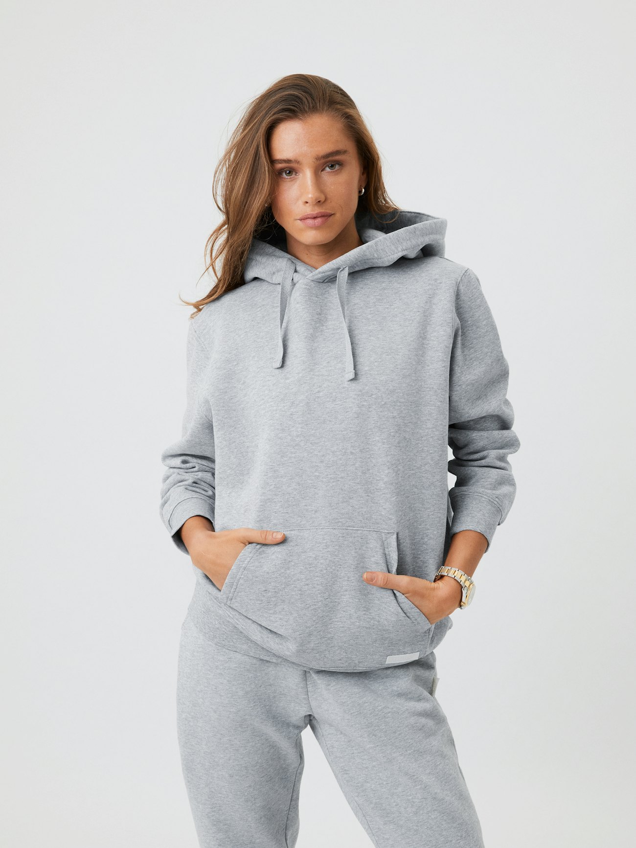 Knit Contrast Tunic Hoodie: LS