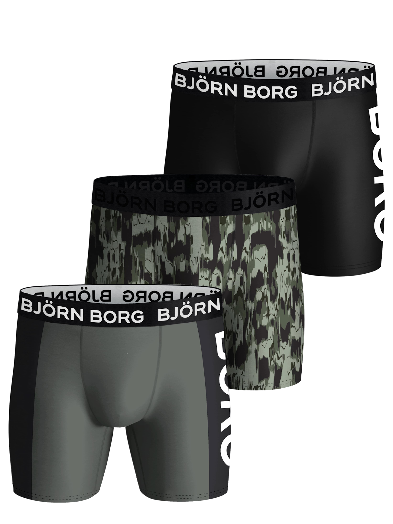 Björn Borg STRETCH BRIEF 3 PACK - Briefs - black/olive/black 