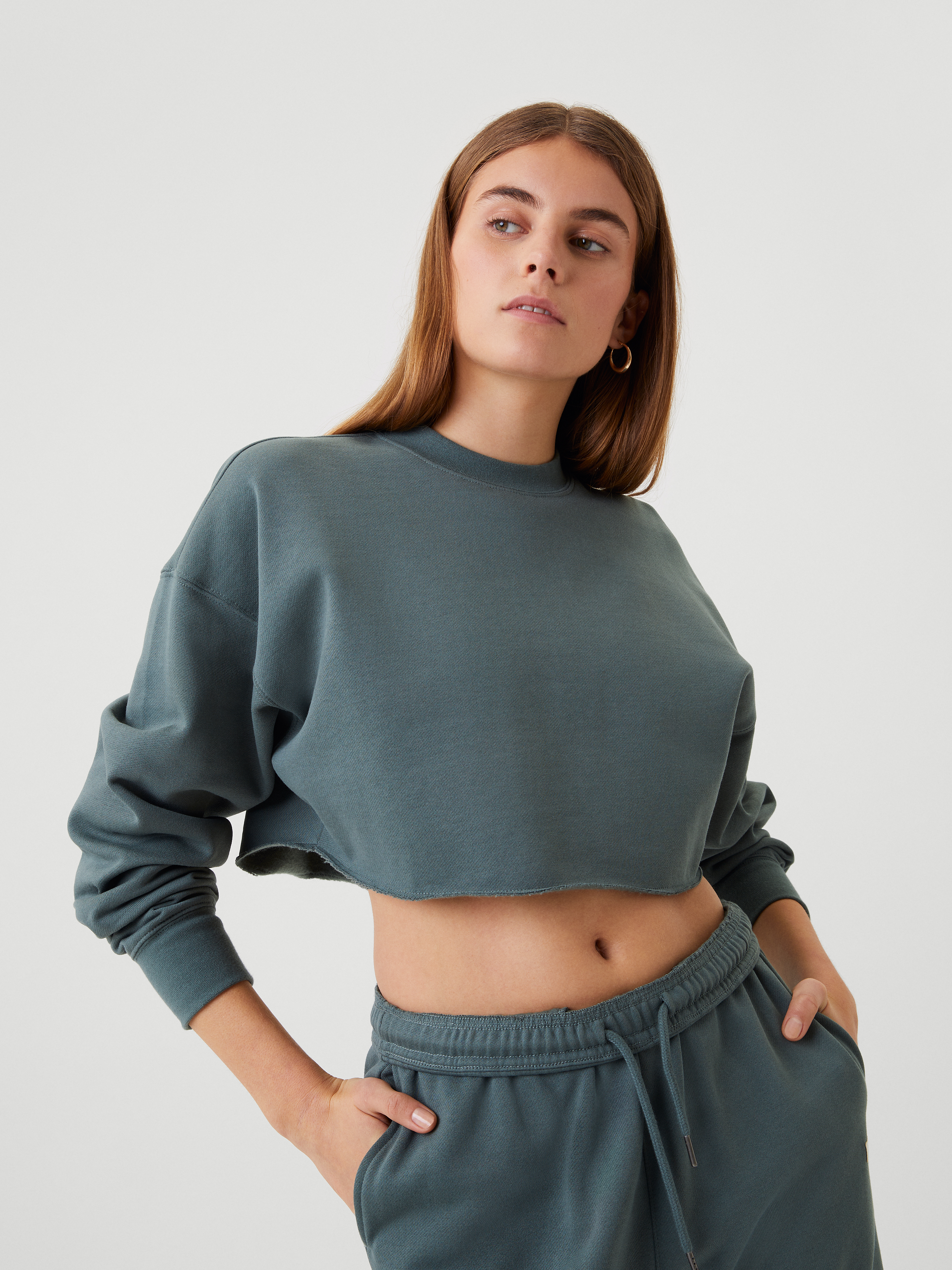 Studio Oversized Cropped Crew Balsam Green Bj rn Borg