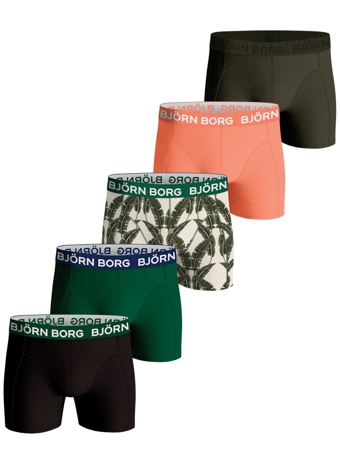 Bjorn Borg Cotton Stretch 5 Pack Multicoloured Boxer Shorts 10002346 003,  Multi, M