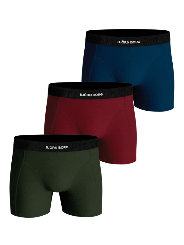 Bjorn Borg Cotton Stretch Boxer Trunks 3 Pack - Red, Black, Print – Trunks  and Boxers