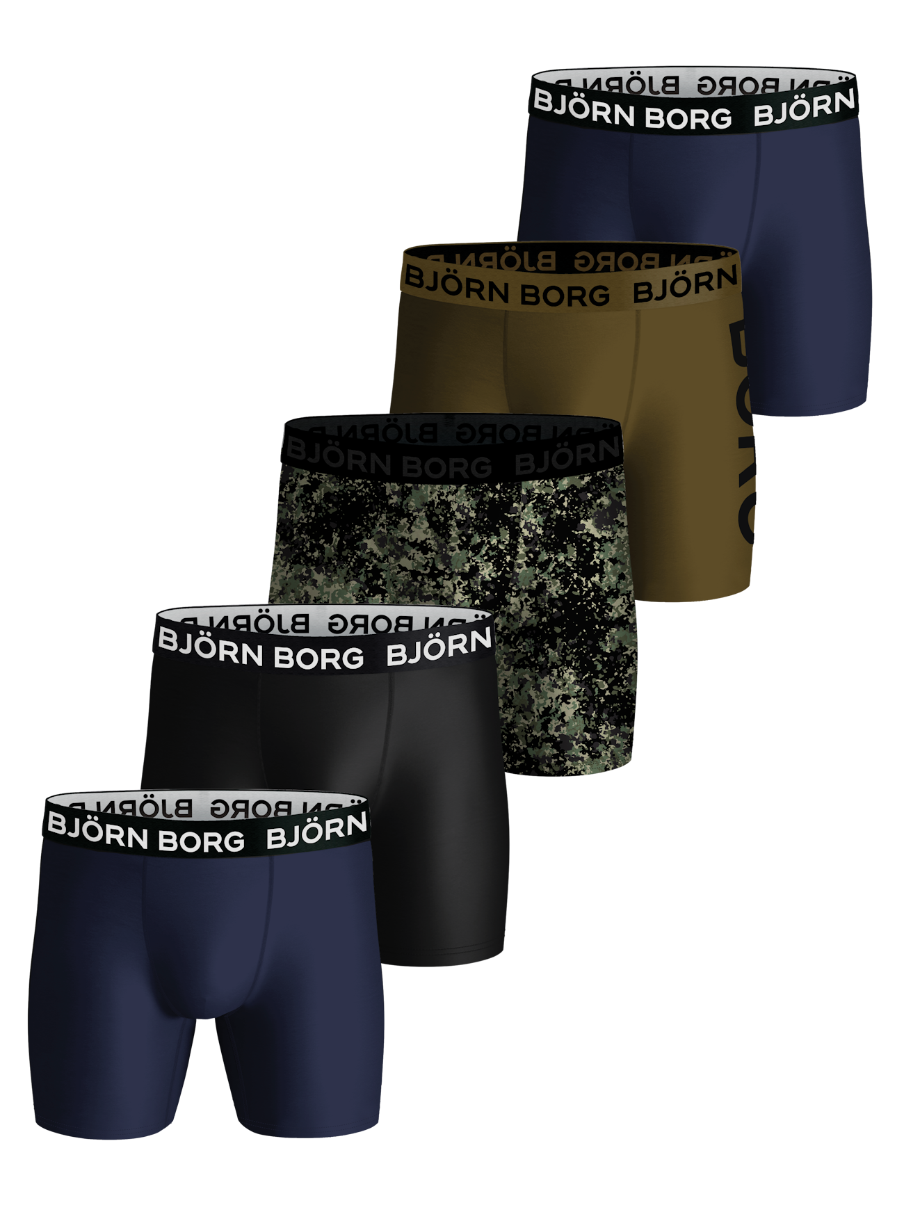 Bjorn Borg Mens Multi Branded-waistband Pack Of Five Stretch  Recycled-polyester Boxers In Multi-coloured