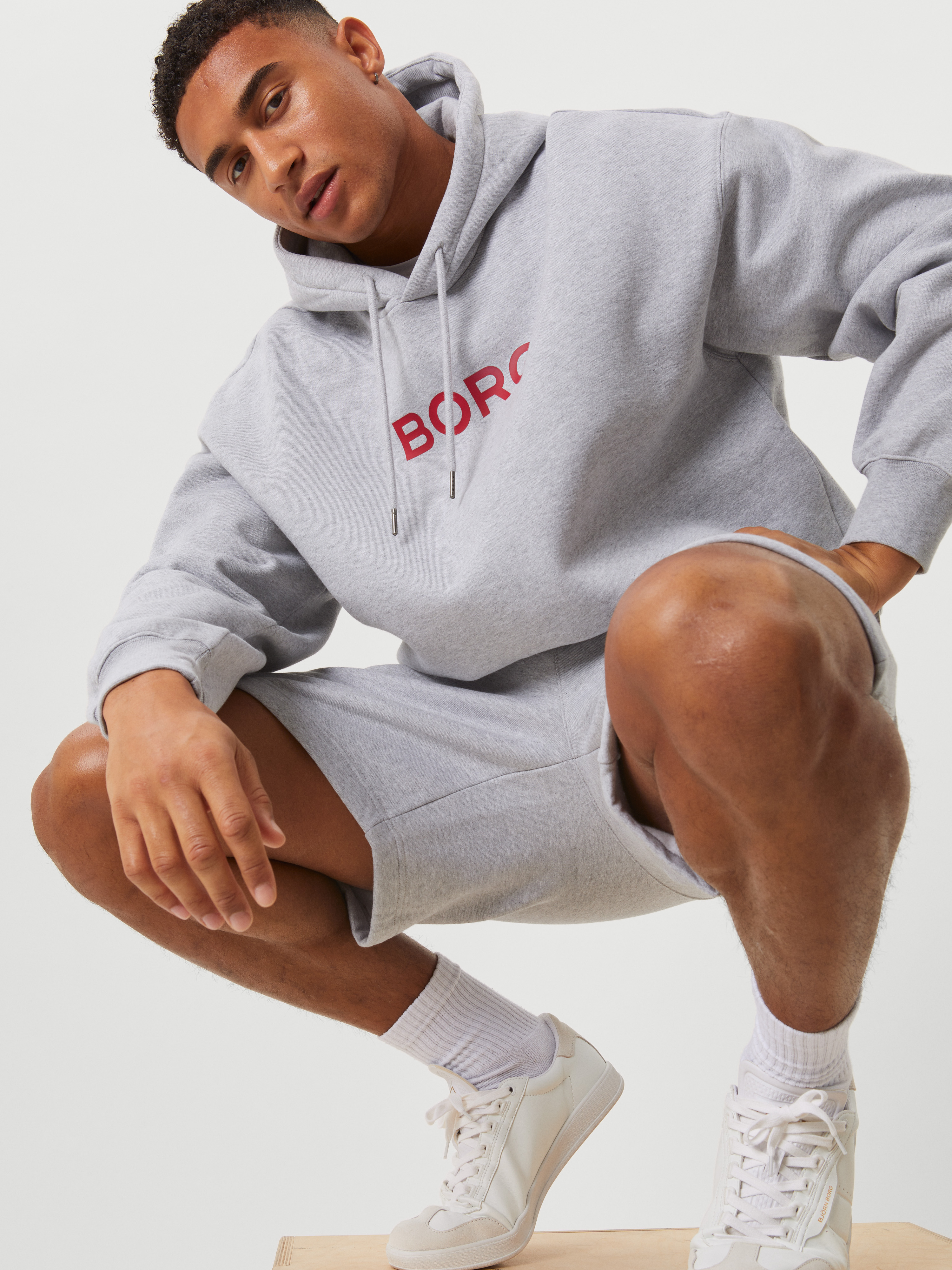 Borg Heavy Hoodie Light Grey Melange Bj rn Borg