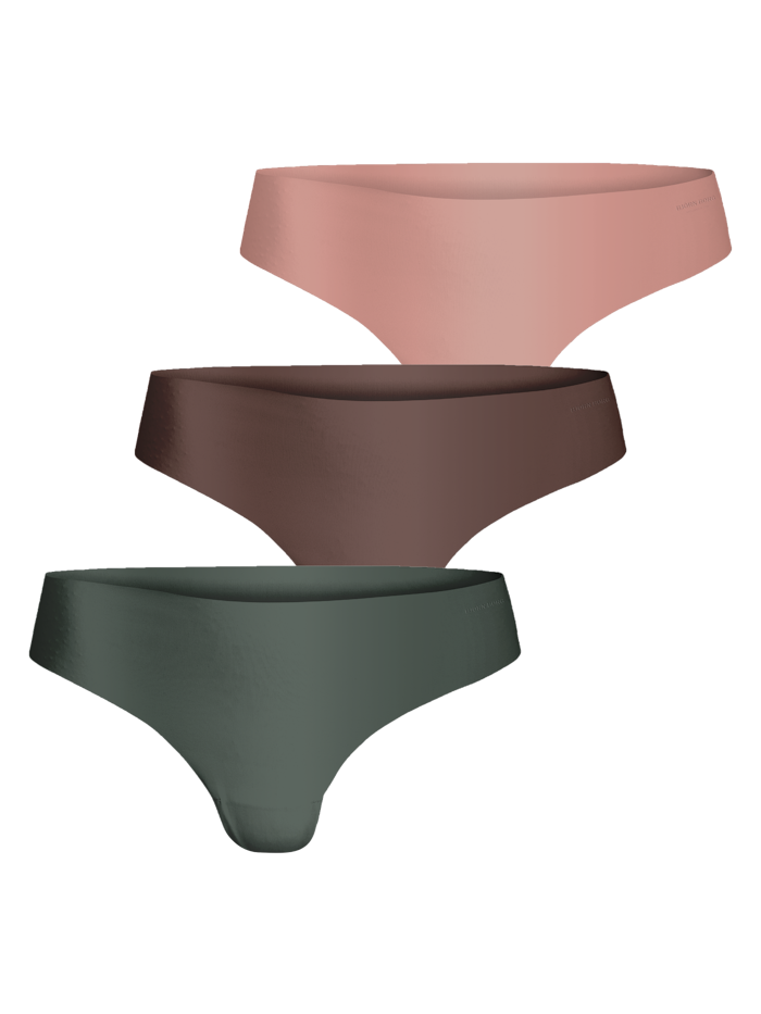 Women's Athletic Seamless Two Tone Thong Panties - 3 Pack