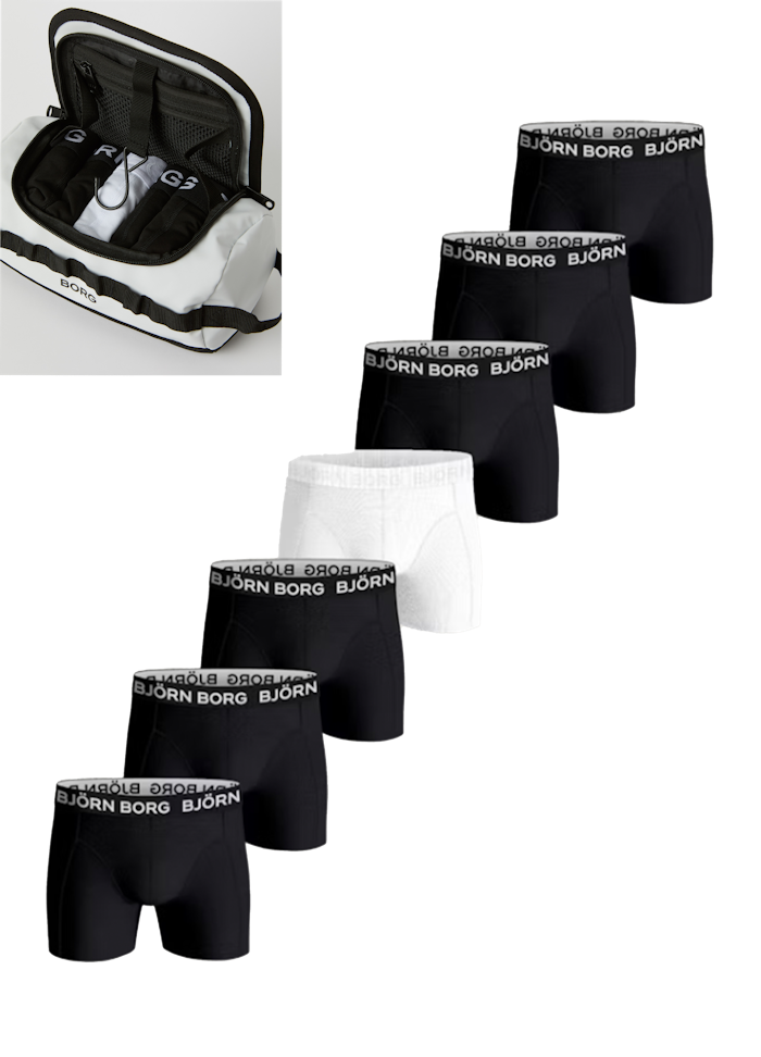 Cotton Stretch Boxer + Wash Bag 7-pack