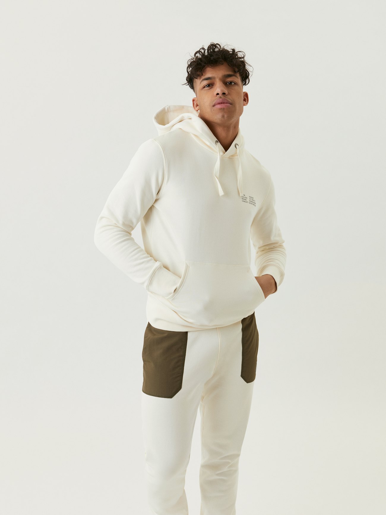 Calvin Klein Jeans Unisex seaming oversized hoodie and jogger set in beige  - exc